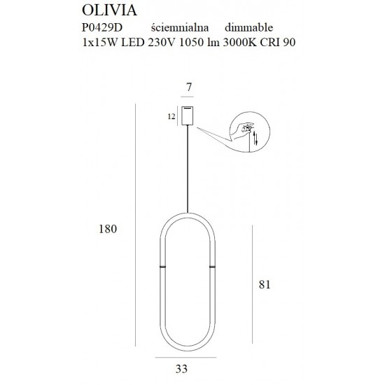 Pendul OLIVIA P0429D Max Light LED, Auriu, Polonia
