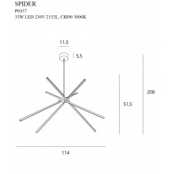 Suspensie SPIDER P0457 Max Light LED, Auriu, Polonia
