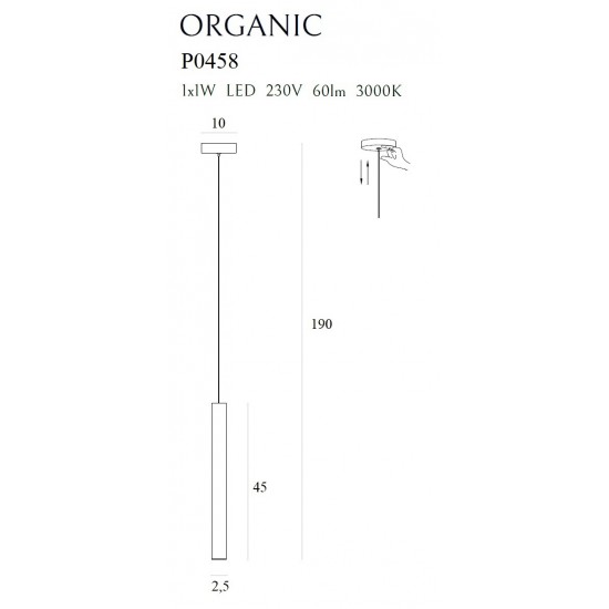 Pendul ORGANIC I P0458 Max Light LED, Cupru, Polonia
