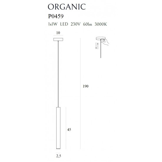 Pendul ORGANIC I P0459 Max Light LED, Auriu, Polonia