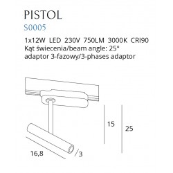 Downlight Sina 3 Faze PISTOL S0005 Max Light LED, Alb, Polonia