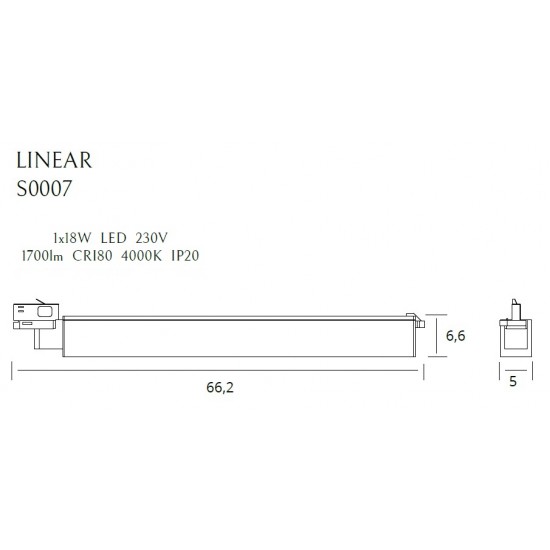 Lampa Sina 3 Faze LINEAR18W S0007 Max Light LED, Negru, Polonia