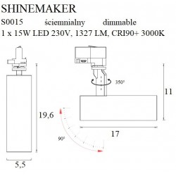 Downlight Sina 3 Faze SHINEMAKER S0015 Max Light LED, Alb, Polonia