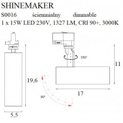 Downlight Sina 3 Faze SHINEMAKER S0016 Max Light LED, Negru, Polonia