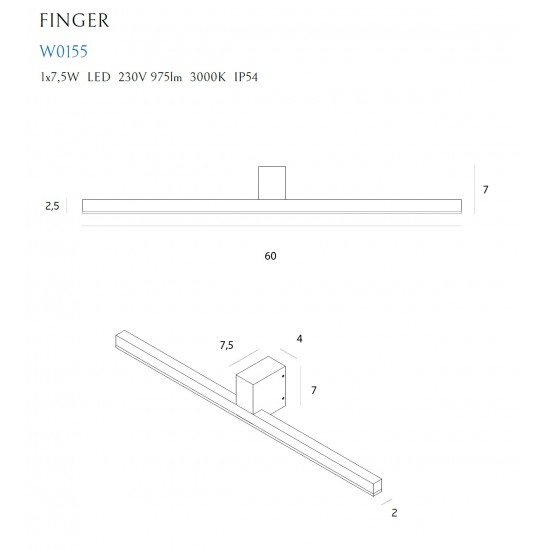 Aplica Baie FINGER60 W0155 Max Light LED, Alb, Polonia