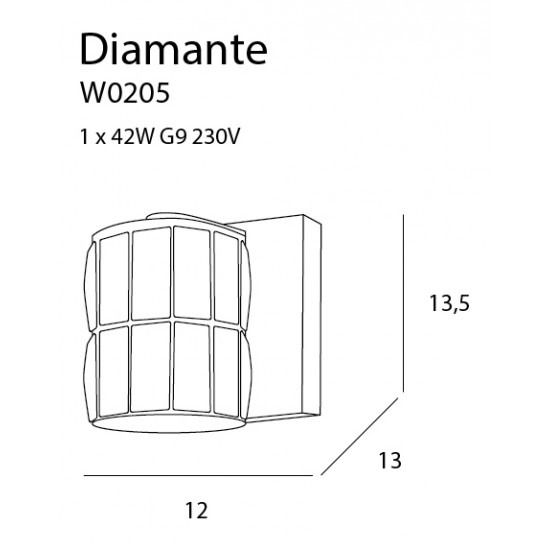 Aplica DIAMANTE W0205 Max Light G9, Crom, Polonia