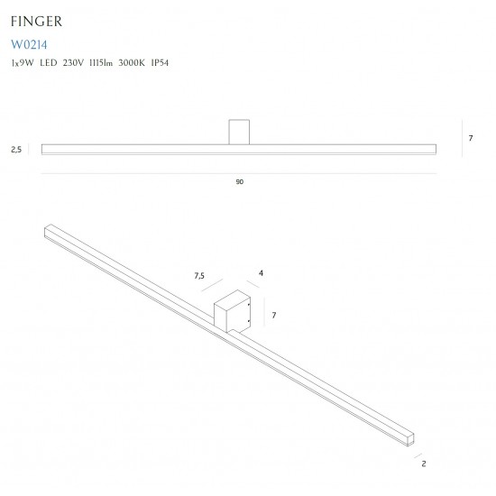 Aplica Baie FINGER90 W0214 Max Light LED, Alb, Polonia