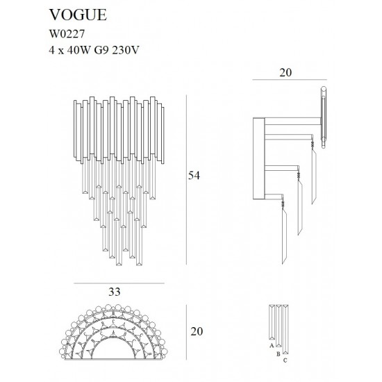 Aplica VOGUE W0227 Max Light G9, Auriu, Polonia