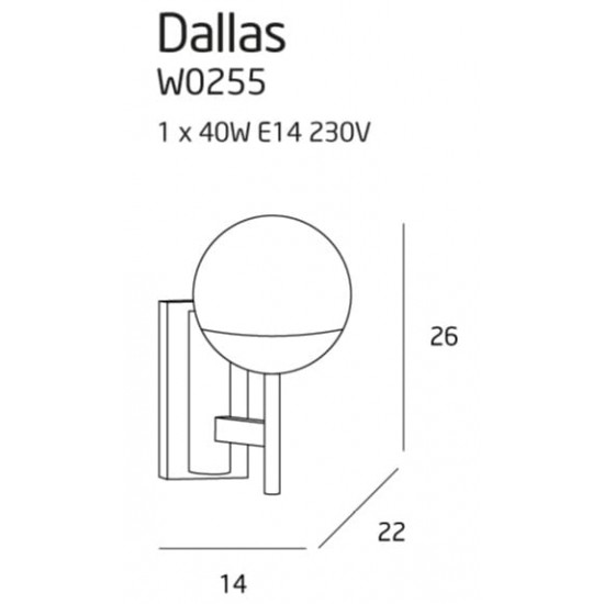 Aplica DALLAS W0255 Max Light E14, Negru, Polonia