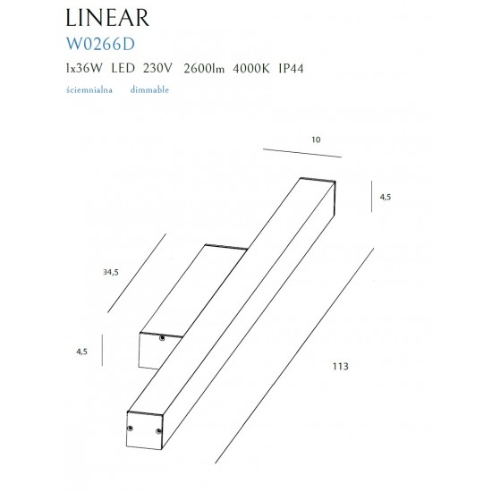 Aplica Baie LINEAR W0266 Max Light LED, Negru, Polonia