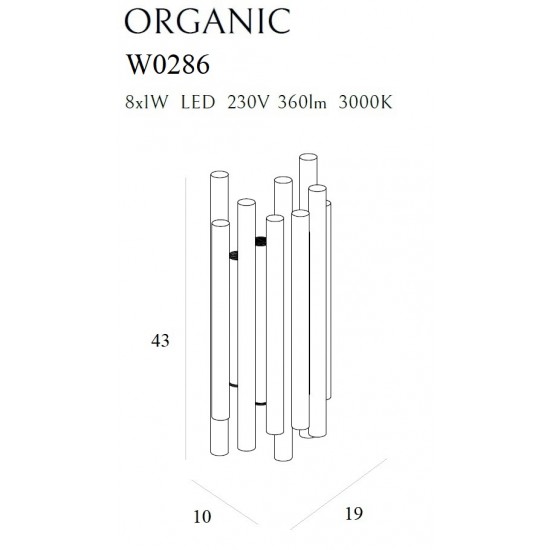 Aplica ORGANIC W0286 Max Light LED, Negru, Polonia