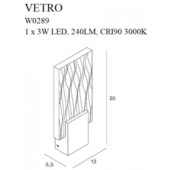 Aplica VETRO W0289 Max Light LED, Auriu, Polonia