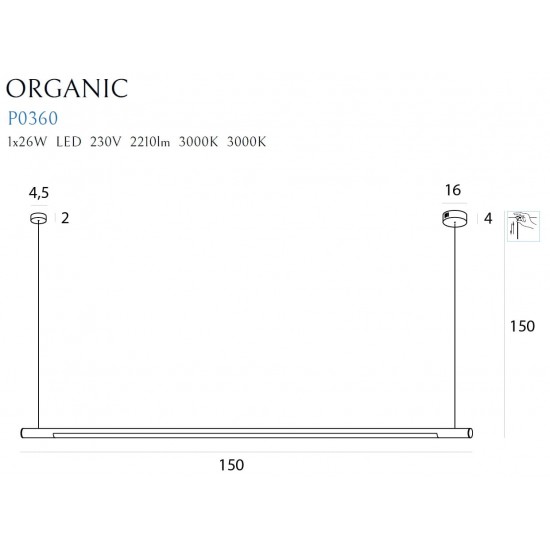 Suspensie ORGANIC P P0360D Max Light LED, Auriu, Polonia