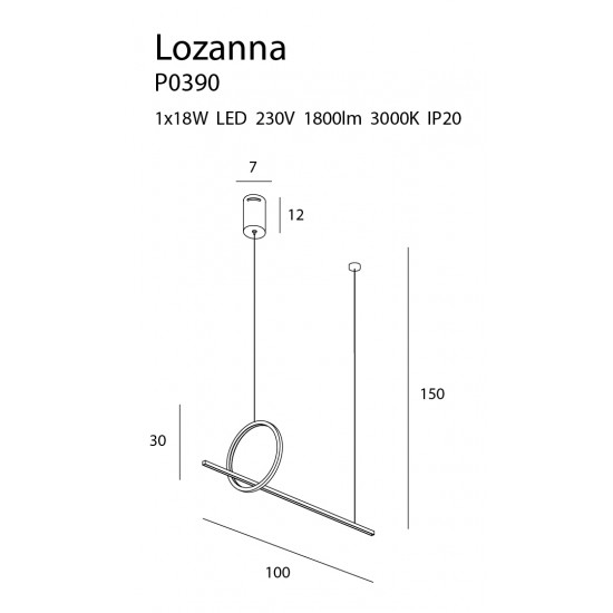Suspensie LOZANNA P0390 Max Light LED, Auriu, Polonia