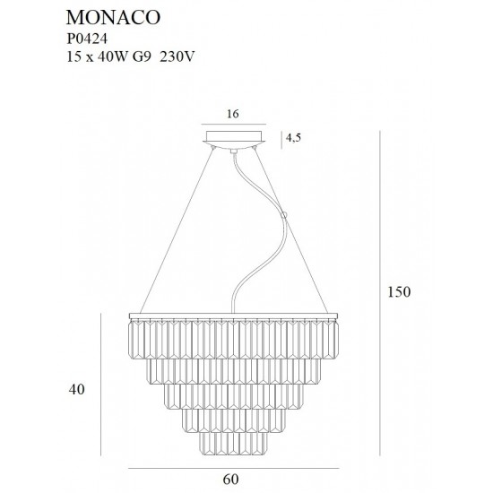 Candelabru MONACOP15 P0424 Max Light G9, Auriu, Polonia