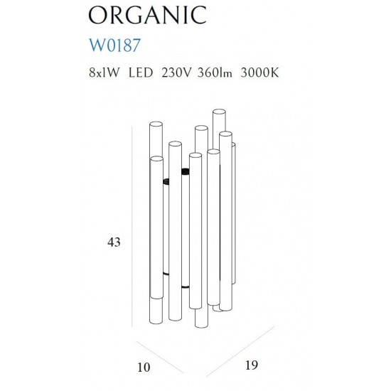 Aplica ORGANIC W0187 Max Light LED, Auriu, Polonia