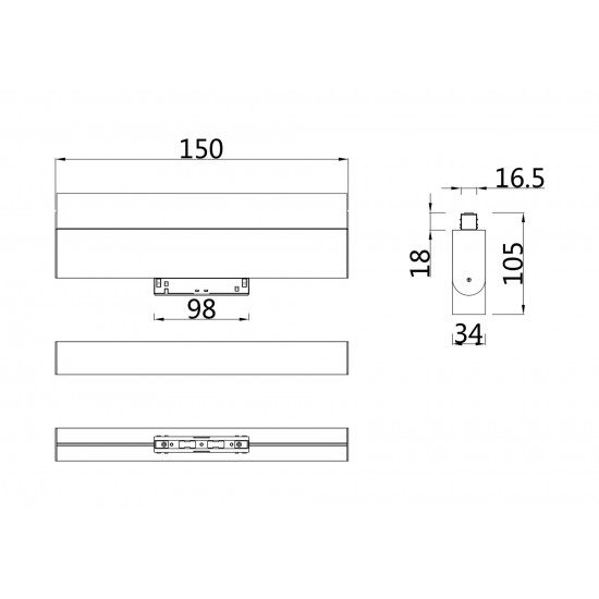 Plafoniera Sina Magnetica BASIS Maytoni Led, Negru, TR013-2-10W4K-B, Germania