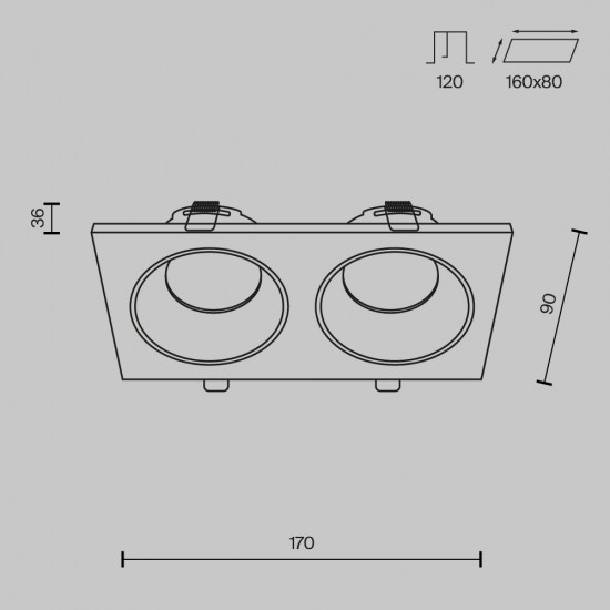 Downlight Incastrat Baie Zoom DL033-2-02B Maytoni GU10, Negru, Germania