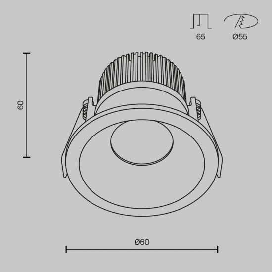 Downlight Incastrat Baie Zoom DL034-01-06W3K-B Maytoni LED, Negru, Germania