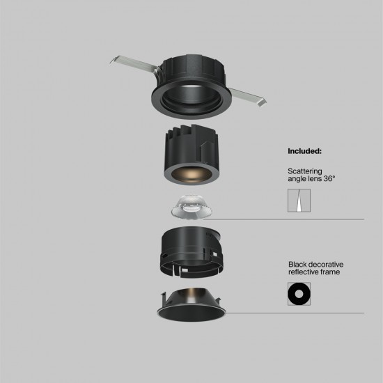 Downlight Incastrat Wise DL057-7W3K-B Maytoni LED, Negru, Germania
