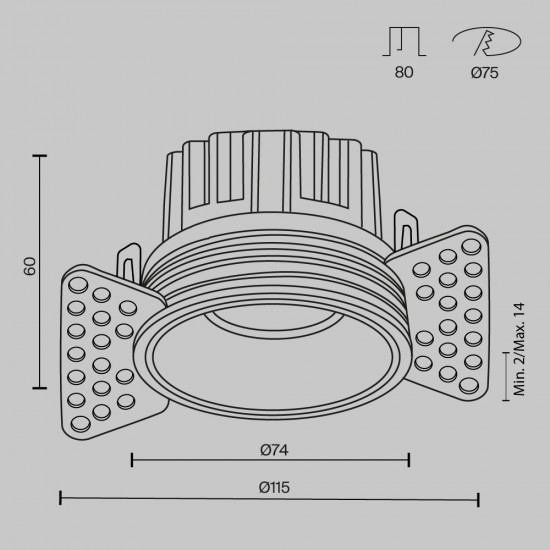 Downlight Incastrat Round DL058-12W3K-TRS-B Maytoni LED, Negru, Germania