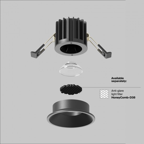 Downlight Incastrat Round DL058-7W3K-B Maytoni LED, Negru, Germania
