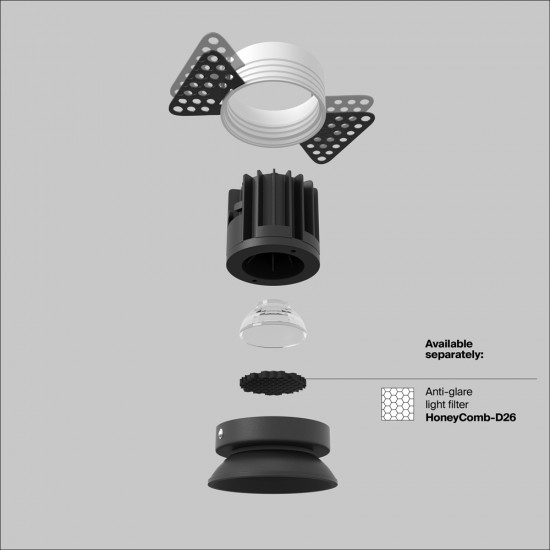 Downlight Incastrat Round DL058-7W3K-TRS-B Maytoni LED, Negru, Germania