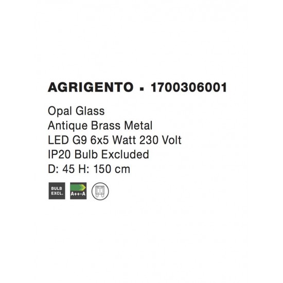 Suspensie AGRIGENTO Nova Luce Modern, G9, 1700306001, Grecia