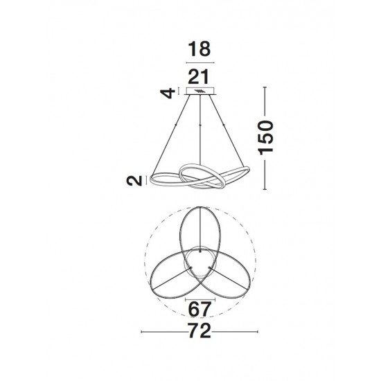 Suspensie FUSION Nova Luce Modern, Led, 1701101002, Grecia