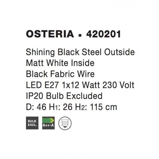 Pendul OSTERIA Nova Luce Modern, E27, 420201, Grecia