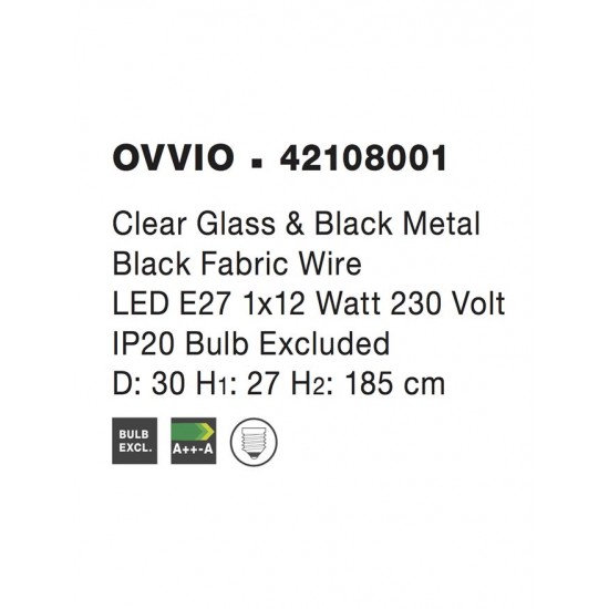 Pendul OVVIO Nova Luce Modern, E27, 42108001, Grecia