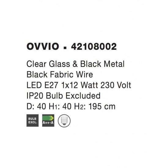 Pendul OVVIO Nova Luce Modern, E27, 42108002, Grecia