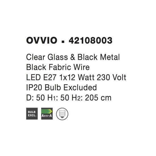 Pendul OVVIO Nova Luce Modern, E27, 42108003, Grecia