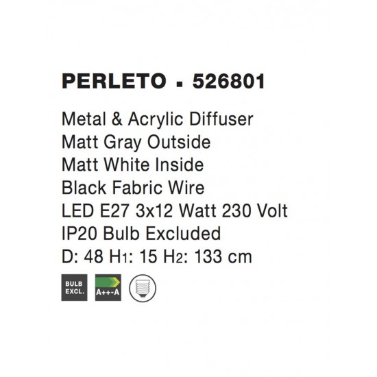 Pendul PERLETO Nova Luce Modern, E27, 526801, Grecia
