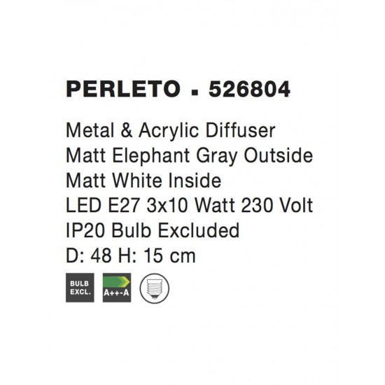 Plafoniera PERLETO Nova Luce Modern, E27, 526804, Grecia