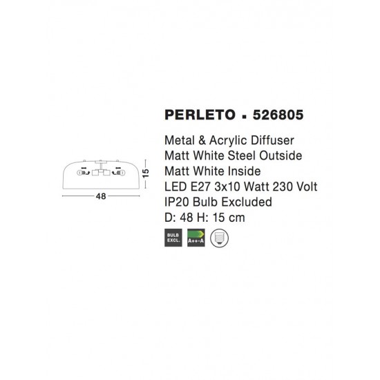 Plafoniera PERLETO Nova Luce Modern, E27, 526805, Grecia