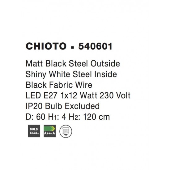Pendul CHIOTO Nova Luce Modern, E27, 540601, Grecia