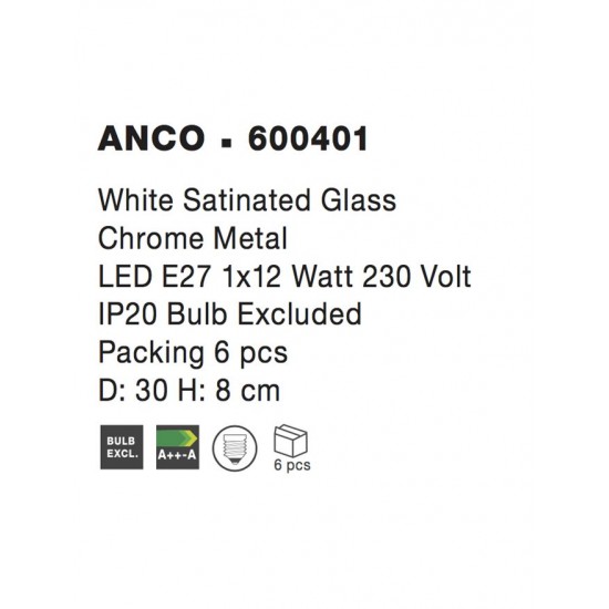 Plafoniera ANCO Nova Luce Modern, E27, 600401, Grecia