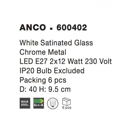 Plafoniera ANCO Nova Luce Modern, E27, 600402, Grecia