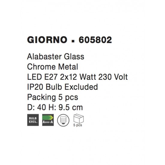 Plafoniera GIORNO Nova Luce Modern, E27, 605802, Grecia
