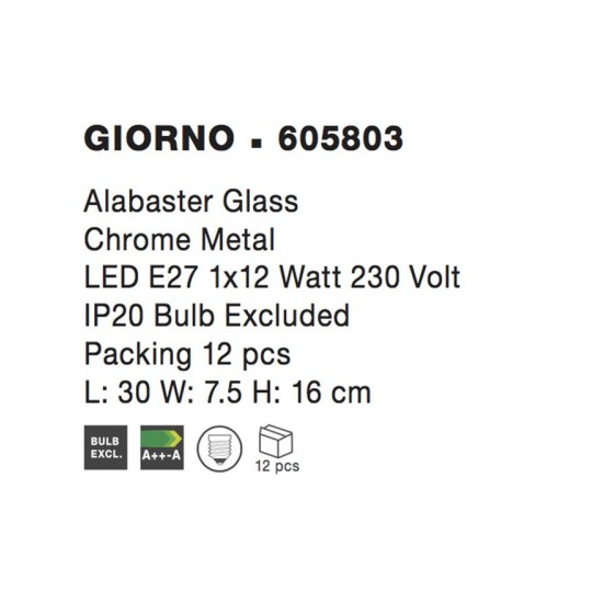 Aplica GIORNO Nova Luce Modern, E27, 605803, Grecia