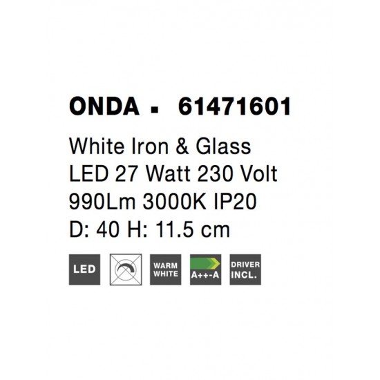 Plafoniera ONDA Nova Luce Modern, Led, 61471601, Grecia