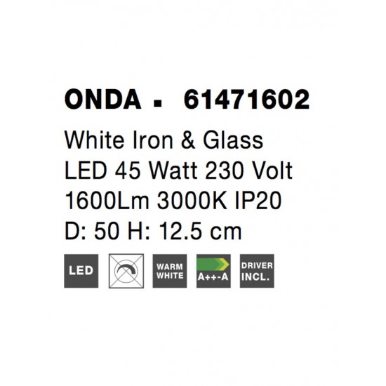 Plafoniera ONDA Nova Luce Modern, Led, 61471602, Grecia