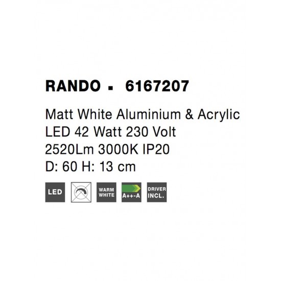 Plafoniera RANDO Nova Luce Modern, Led, 6167207, Grecia