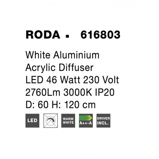 Suspensie RODA Nova Luce Modern, Led, 616803, Grecia