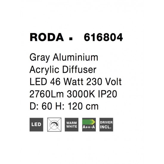 Suspensie RODA Nova Luce Modern, Led, 616804, Grecia