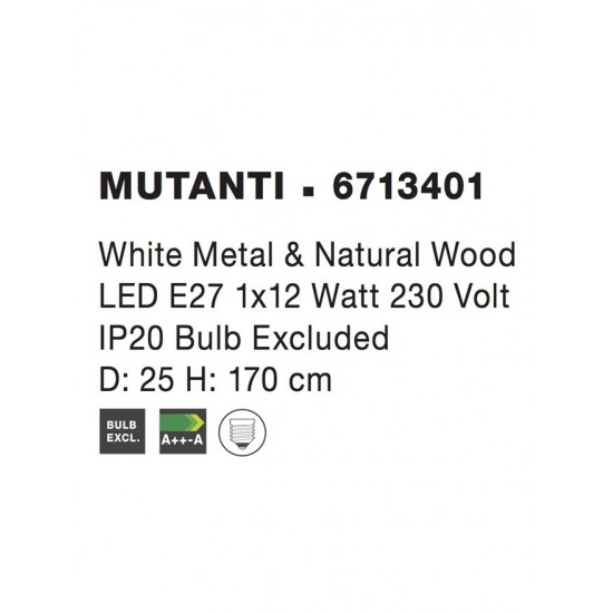 Lampadar MUTANTI Nova Luce Modern, E27, 6713401, Grecia