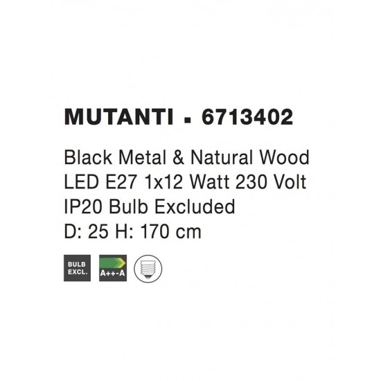 Lampadar MUTANTI Nova Luce Modern, E27, 6713402, Grecia