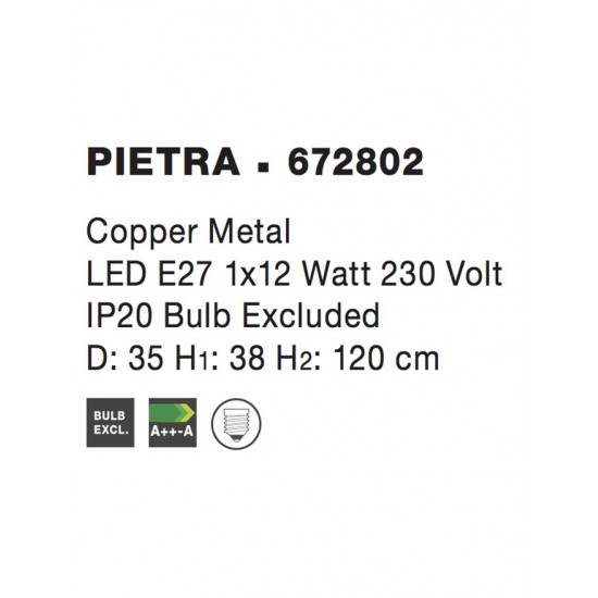 Pendul PIETRA Nova Luce Modern, E27, 672802, Grecia