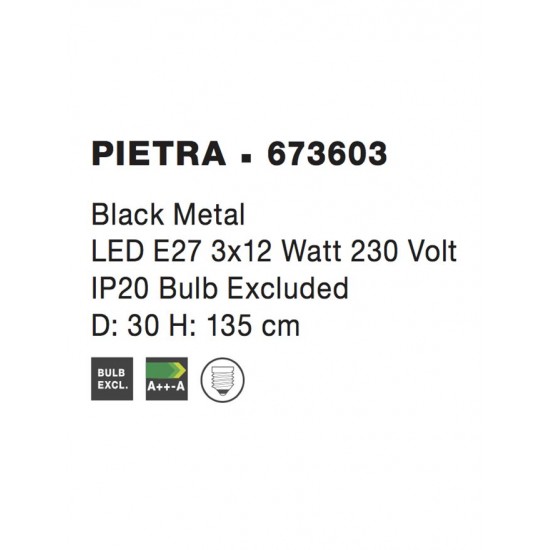 Suspensie PIETRA Nova Luce Modern, E27, 673603, Grecia